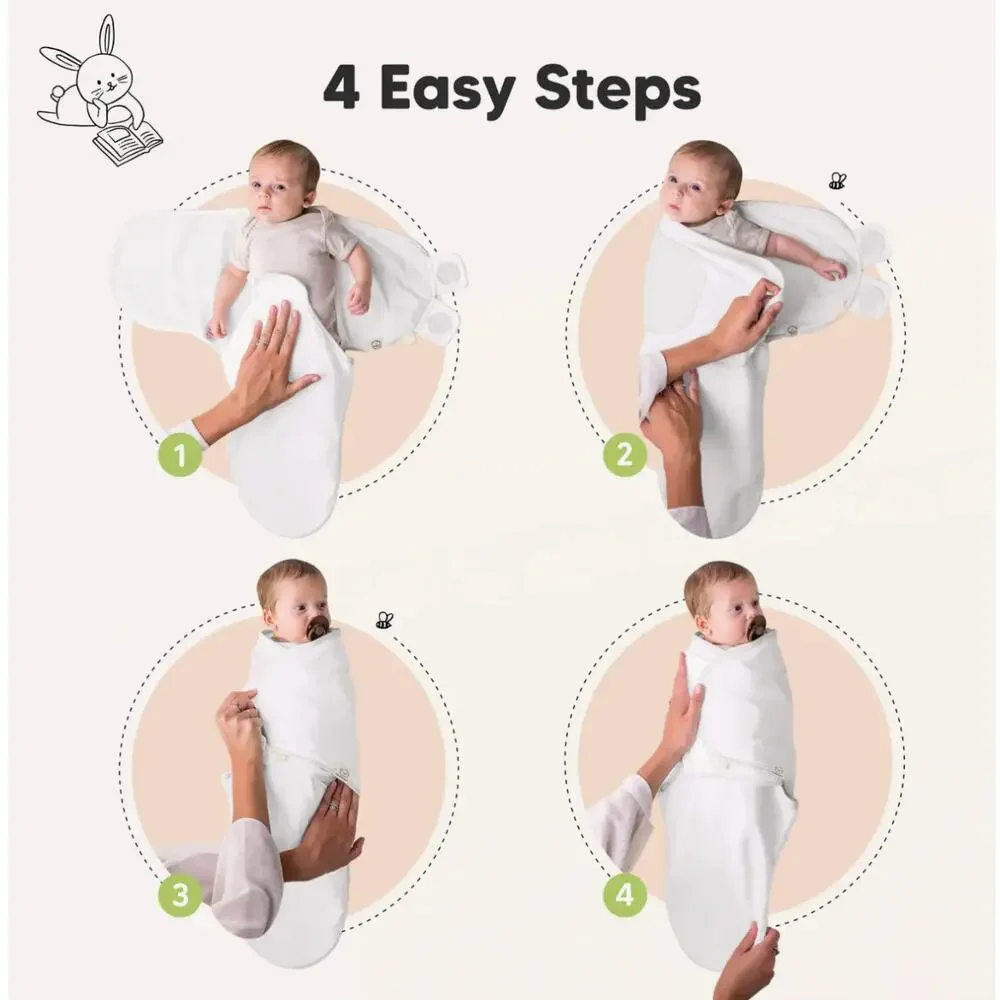 NEW* KeaBabies Angelic Blush 3-Pack Soothe Swaddle Wraps Size Small 0-3 mo.
